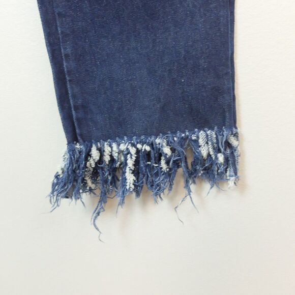 ASOS Denim Blue Fringe Hem Straight Button Fly Jeans Size 26 - Picture 6 of 10